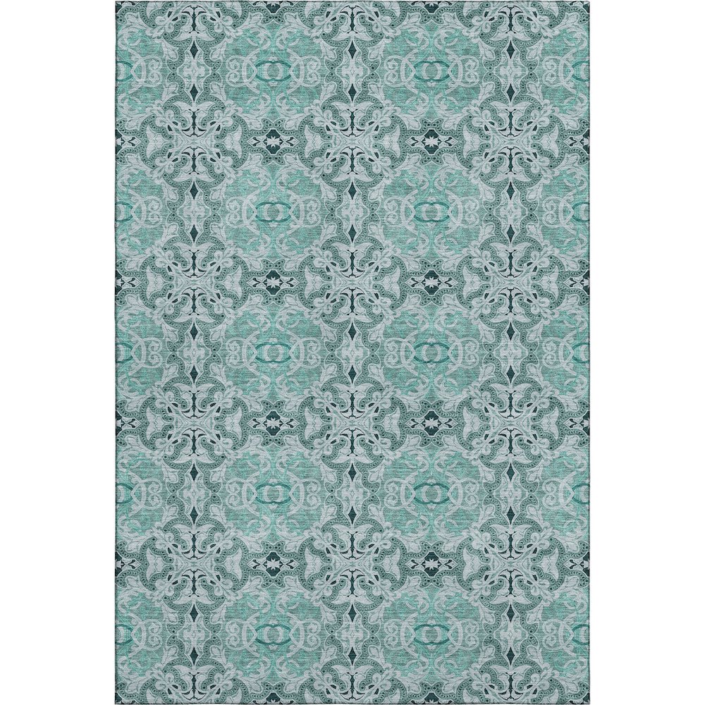 Premium Machine Washable Mayfield AMF783 Teal 8' x 10' Rug. Picture 1