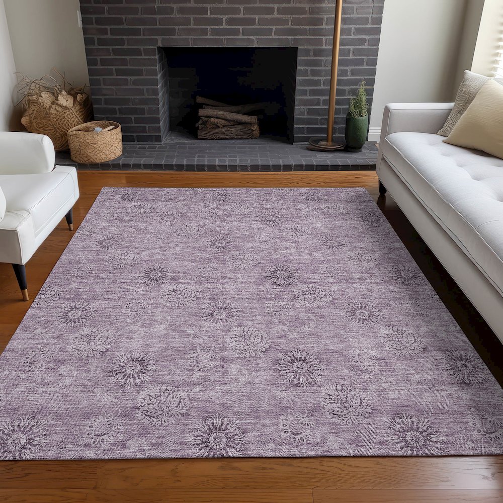 Premium Machine Washable Mayfield AMF789 Plum 8' x 10' Rug. Picture 5