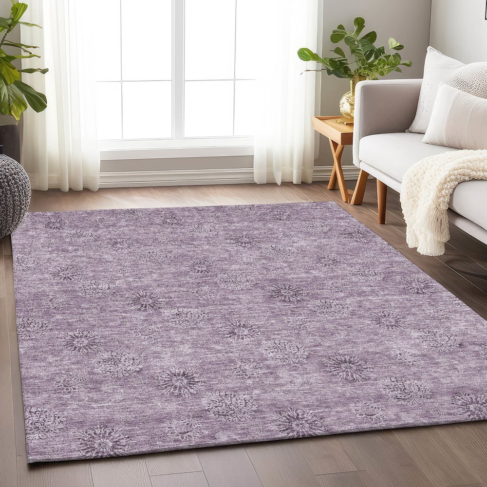 Premium Machine Washable Mayfield AMF789 Plum 8' x 10' Rug. Picture 6