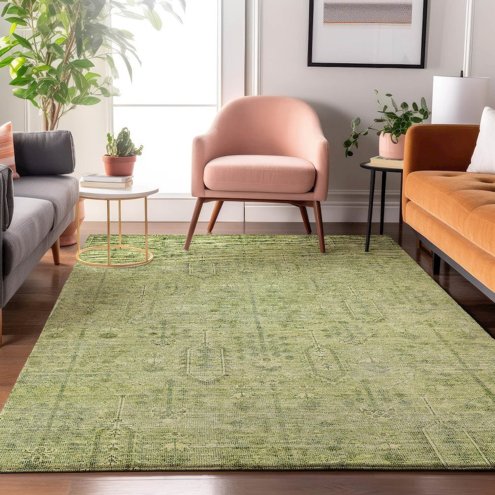 Premium Machine Washable Mayfield AMF790 Sage 8' x 10' Rug. Picture 5