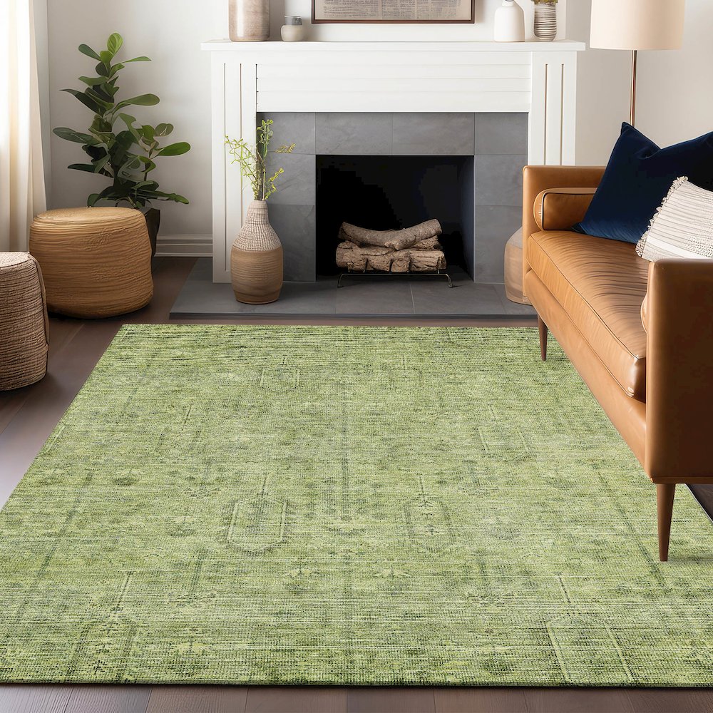 Premium Machine Washable Mayfield AMF790 Sage 8' x 10' Rug. Picture 6