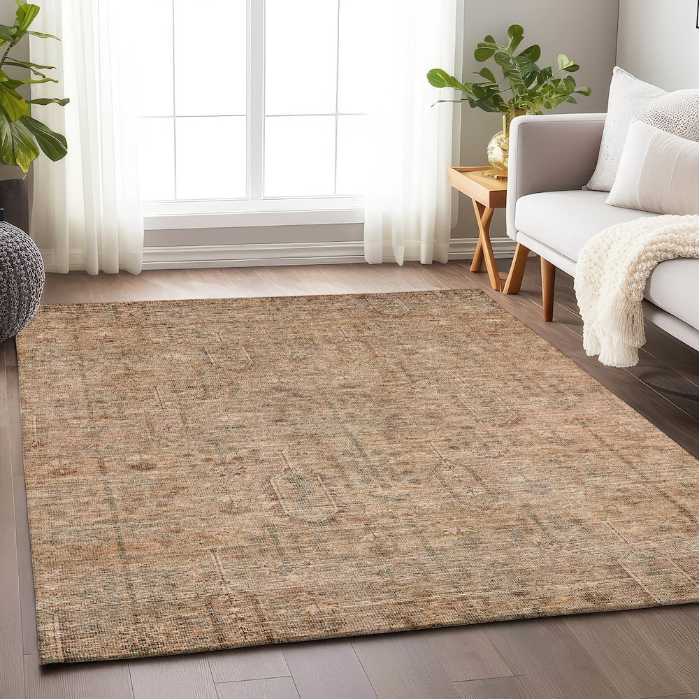 Premium Machine Washable Mayfield AMF790 Terracotta 8' x 10' Rug. Picture 6
