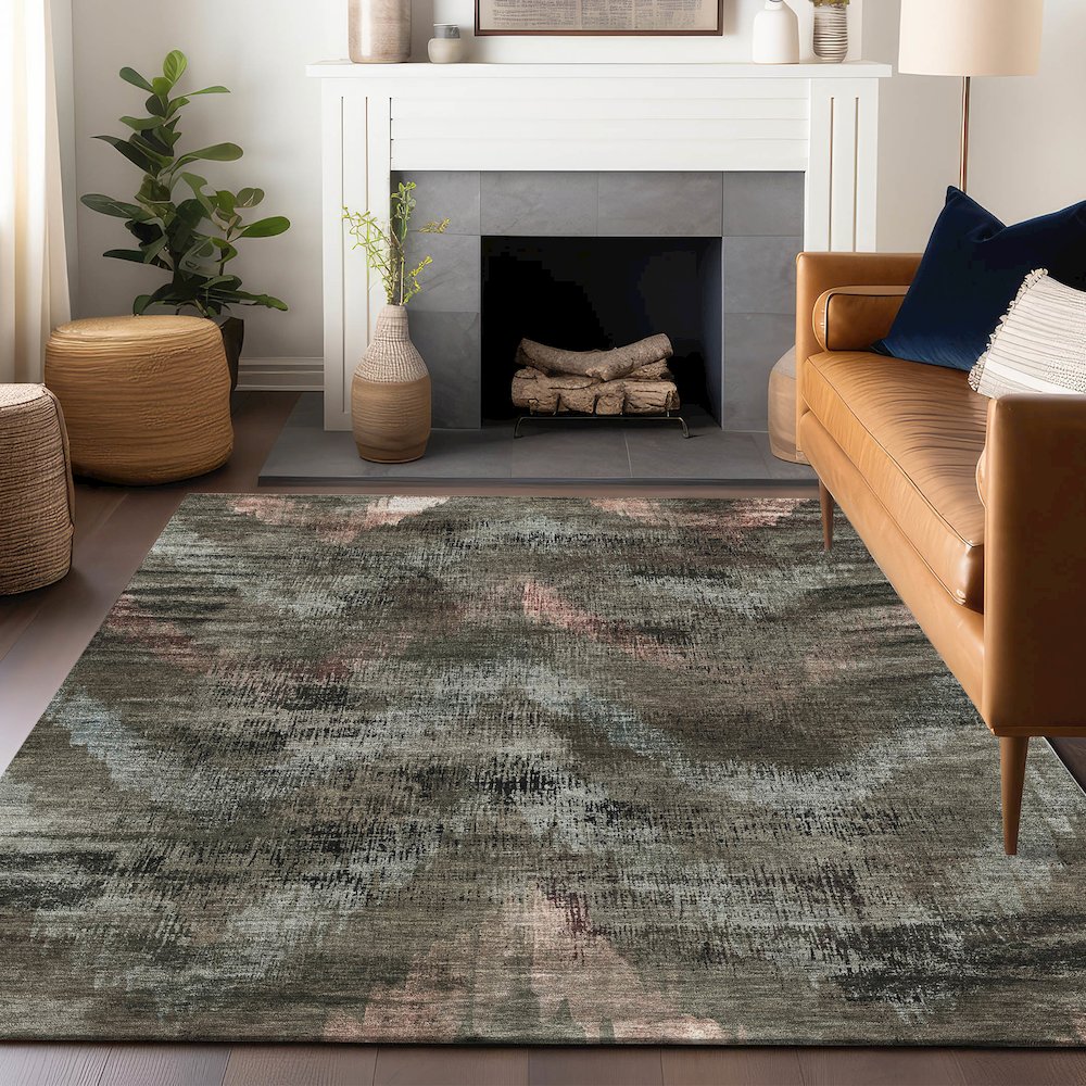 Premium Machine Washable Mayfield AMF792 Brown 8' x 10' Rug. Picture 6
