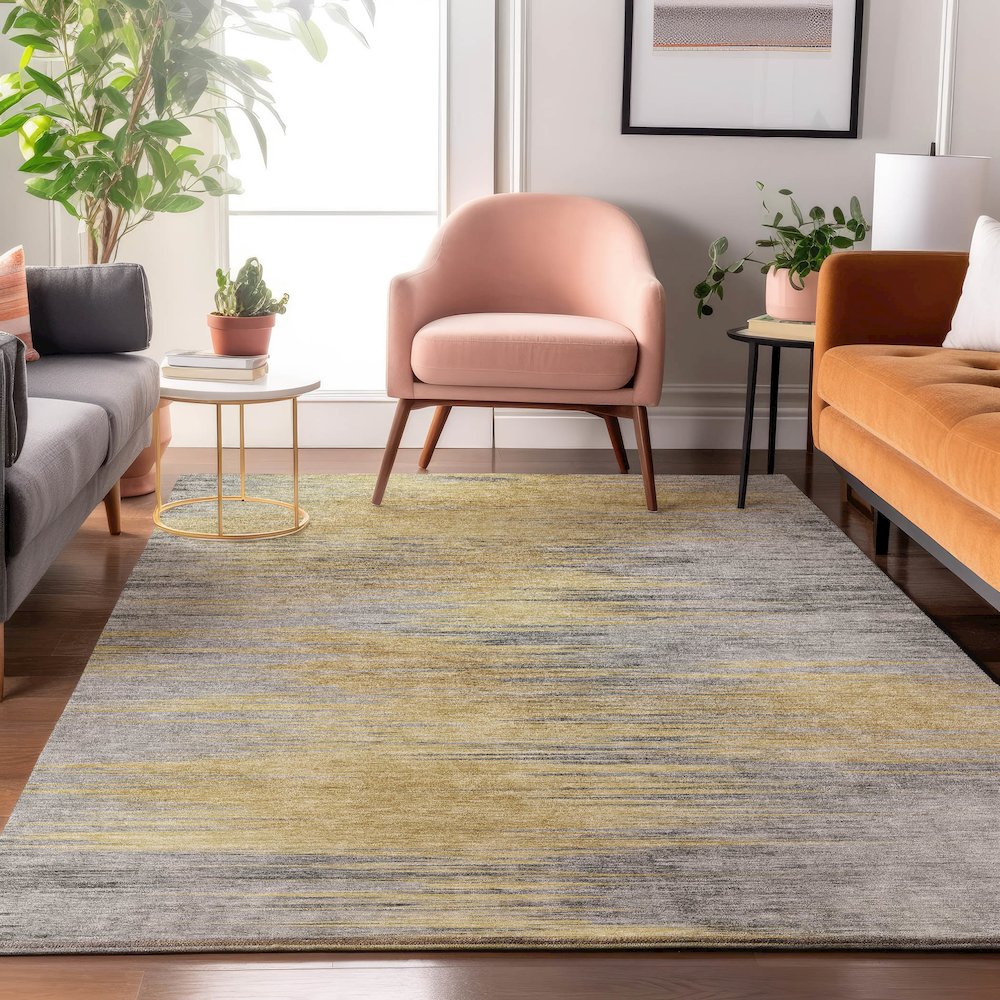 Premium Machine Washable Mayfield AMF793 Gold 8' x 10' Rug. Picture 5