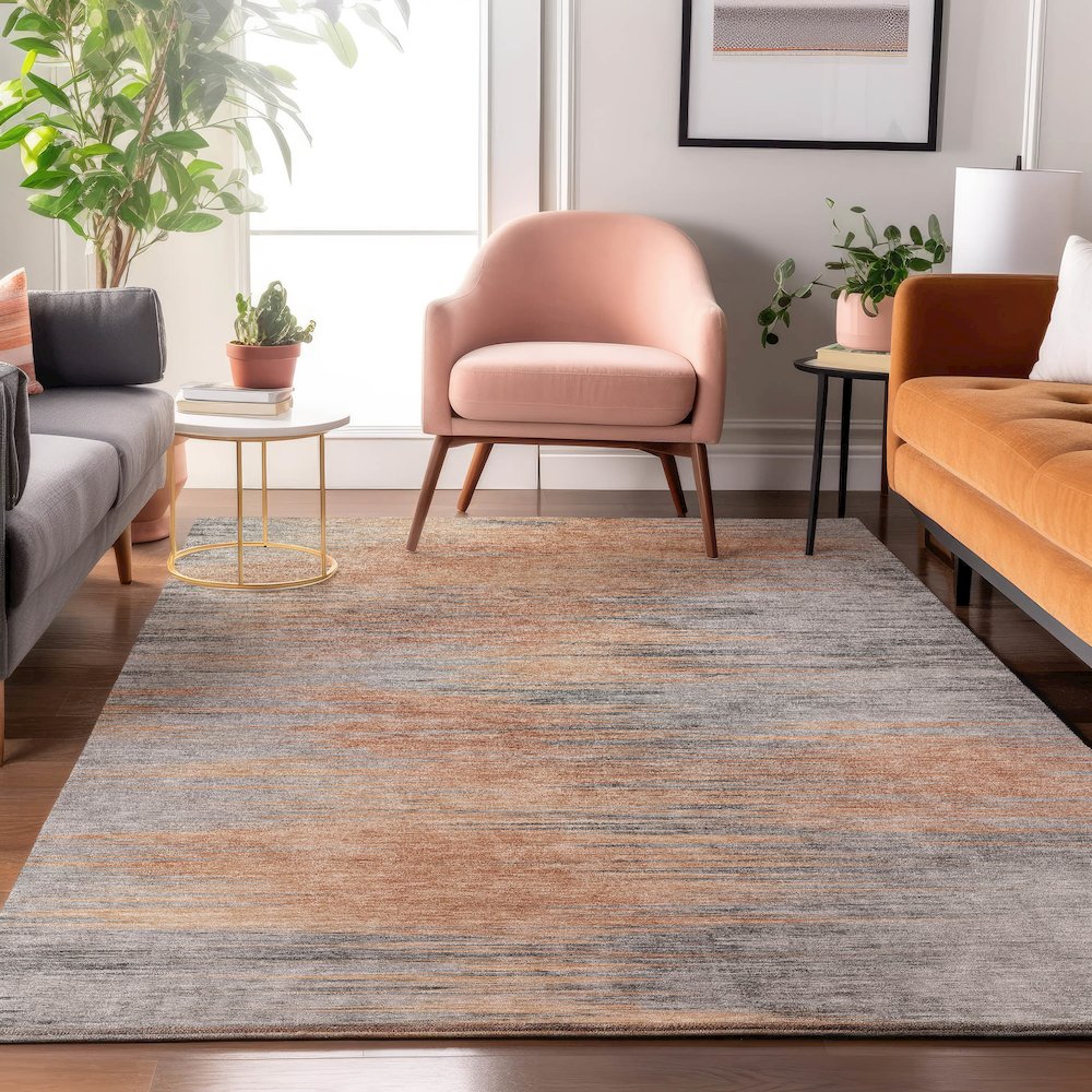 Premium Machine Washable Mayfield AMF793 Salmon 8' x 10' Rug. Picture 5
