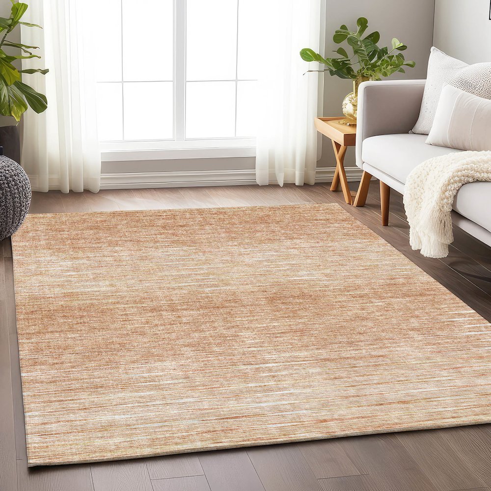 Premium Machine Washable Mayfield AMF800 Salmon 8' x 10' Rug. Picture 6