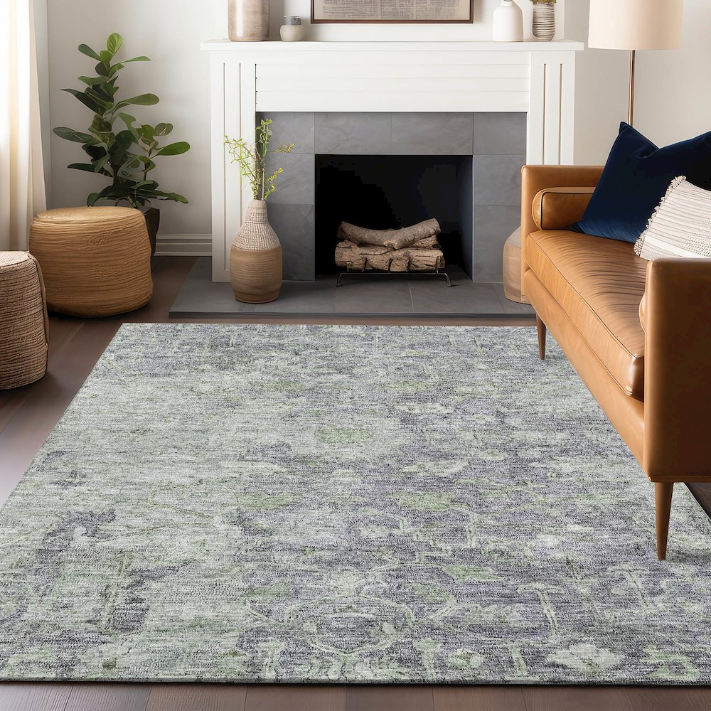 Premium Machine Washable Mayfield AMF801 Plum 8' x 10' Rug. Picture 6