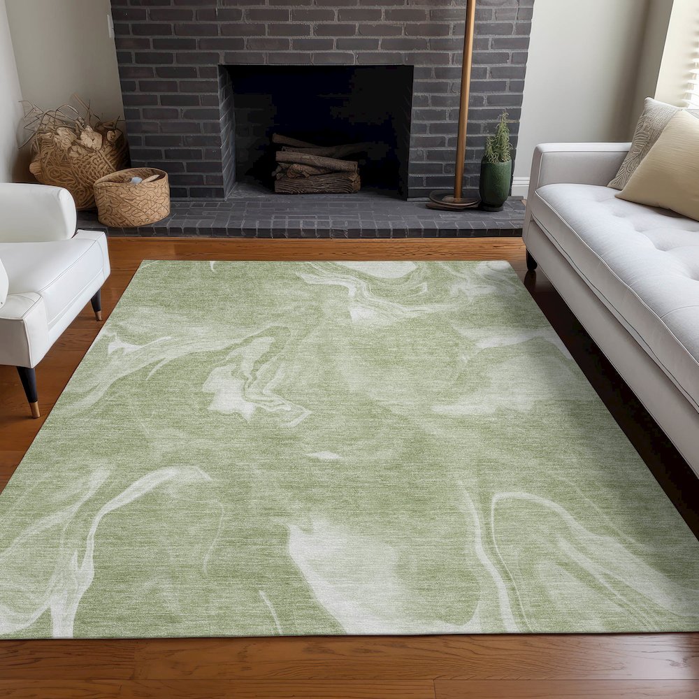 Premium Machine Washable Mayfield AMF802 Aloe 8' x 10' Rug. Picture 5