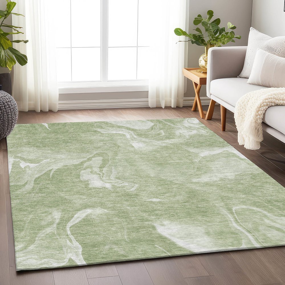 Premium Machine Washable Mayfield AMF802 Aloe 8' x 10' Rug. Picture 6