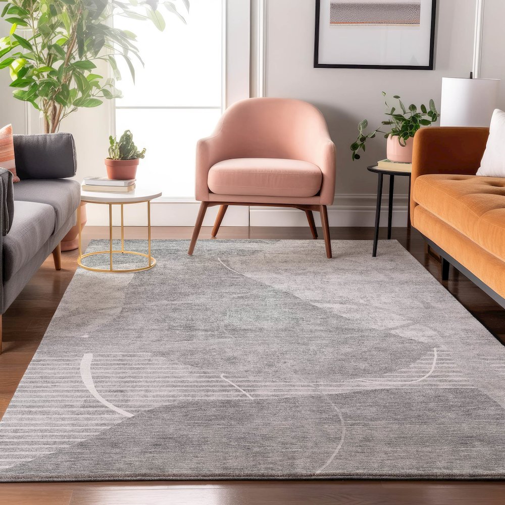 Premium Machine Washable Mayfield AMF805 Gray 8' x 10' Rug. Picture 5