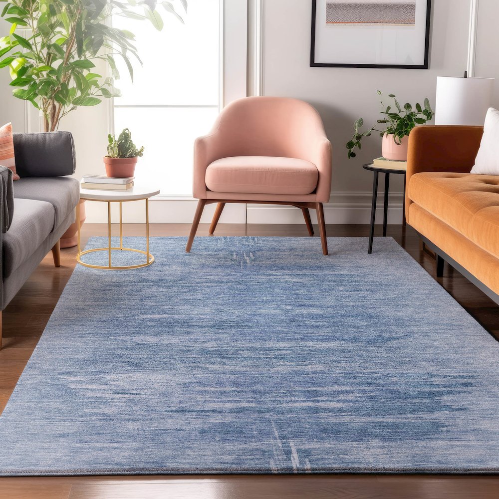 Premium Machine Washable Mayfield AMF806 Blue 8' x 10' Rug. Picture 5