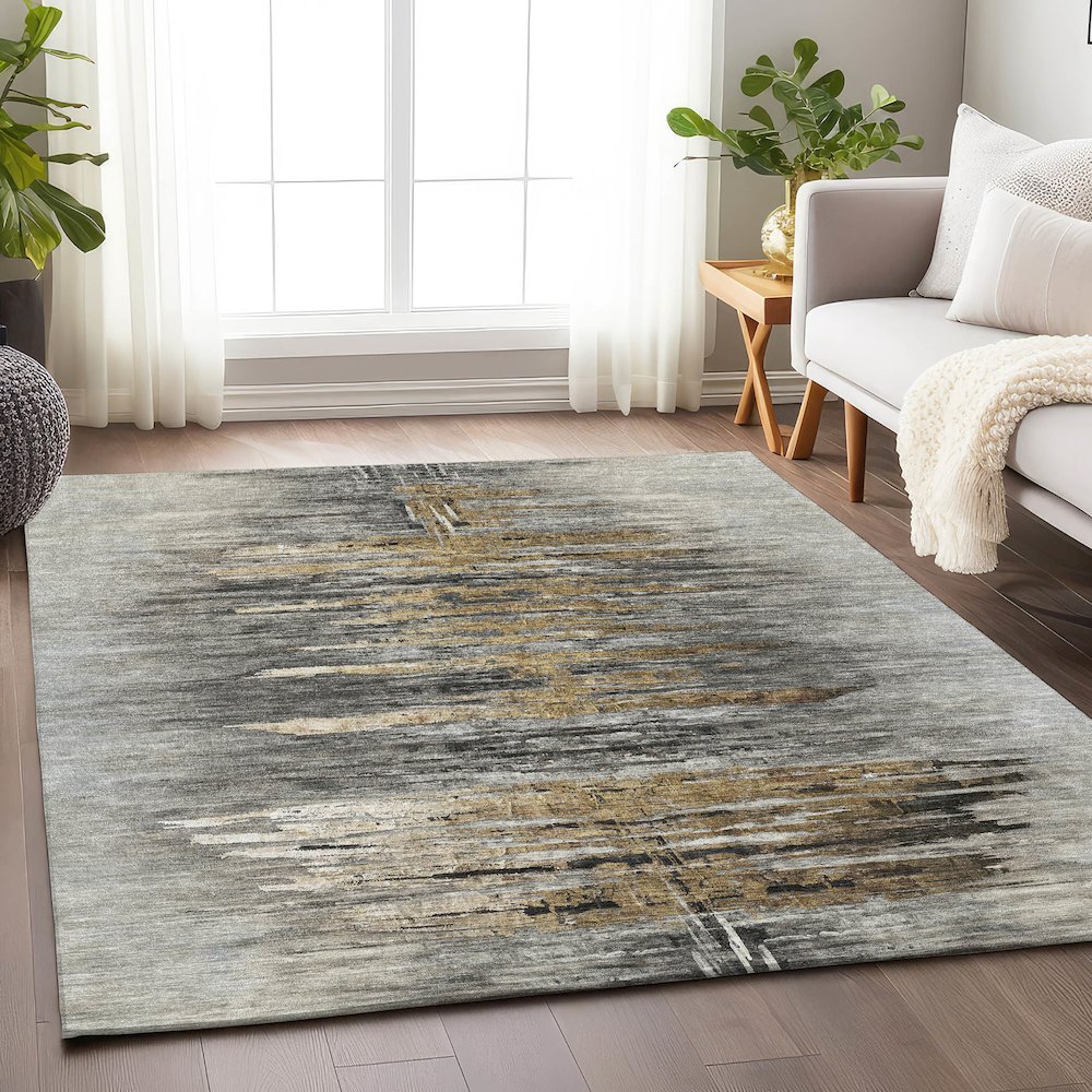 Premium Machine Washable Mayfield AMF807 Gray 8' x 10' Rug. Picture 6