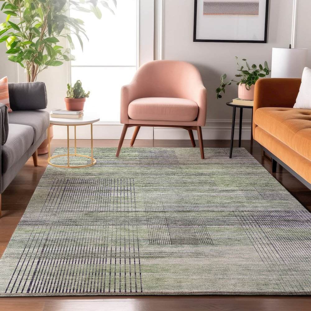 Premium Machine Washable Mayfield AMF819 Aloe 8' x 10' Rug. Picture 5
