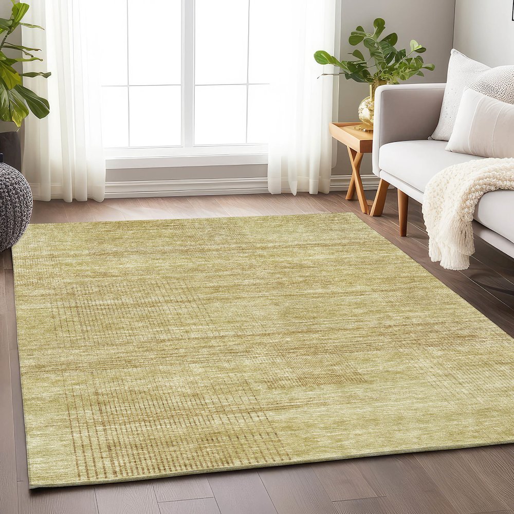 Premium Machine Washable Mayfield AMF820 Gold 8' x 10' Rug. Picture 6