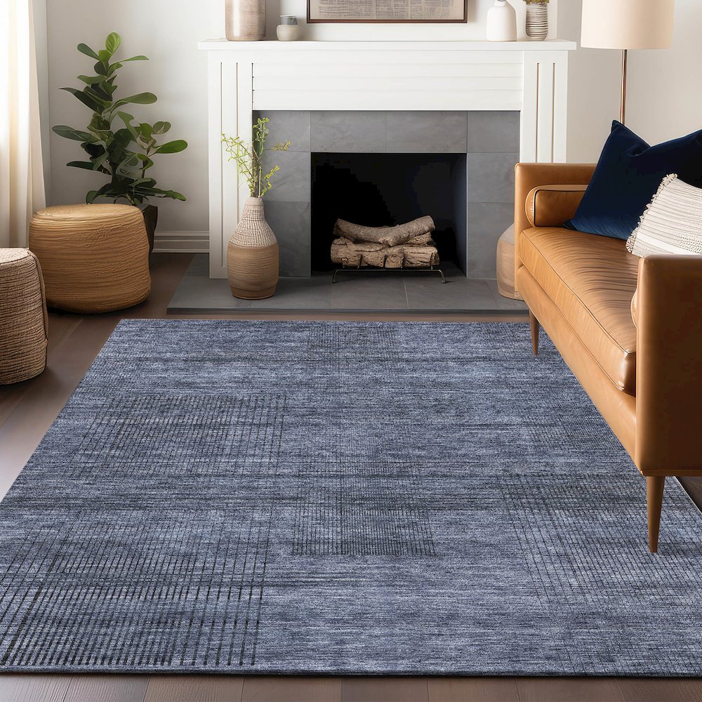 Premium Machine Washable Mayfield AMF820 Navy 8' x 10' Rug. Picture 6