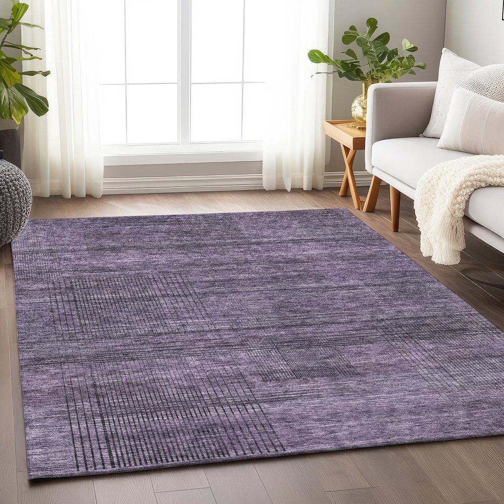 Premium Machine Washable Mayfield AMF820 Plum 8' x 10' Rug. Picture 6