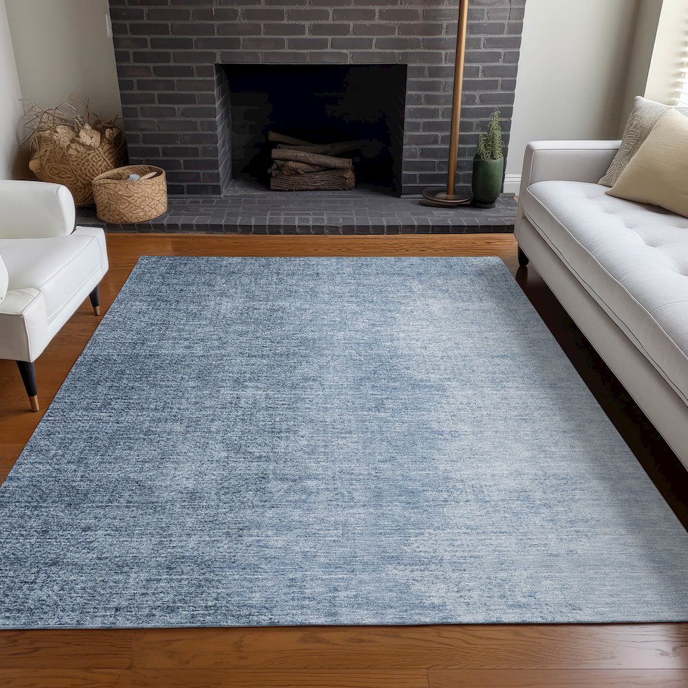 Premium Machine Washable Mayfield AMF822 Blue 8' x 10' Rug. Picture 5