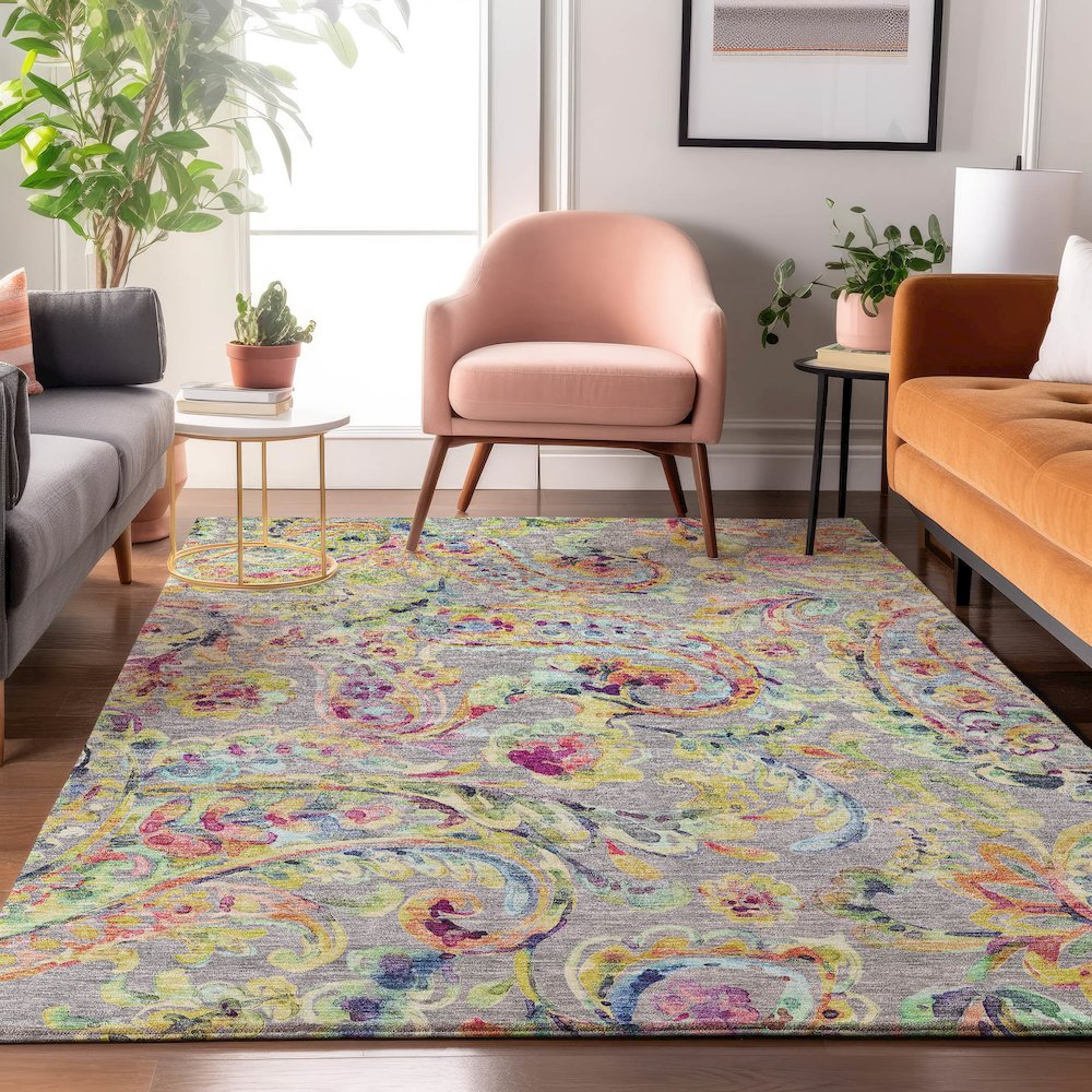 Premium Machine Washable Mayfield AMF834 Gray 8' x 10' Rug. Picture 5