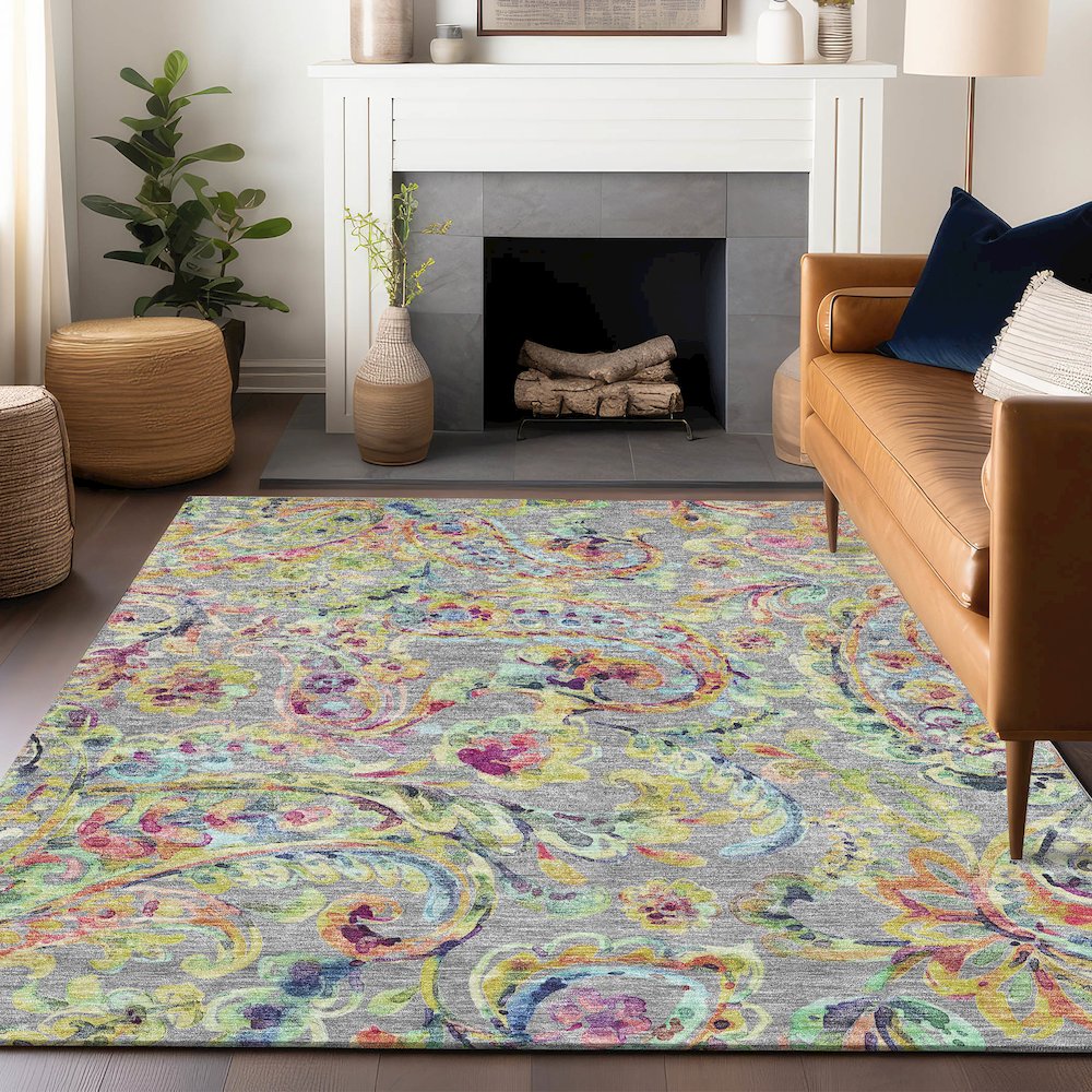Premium Machine Washable Mayfield AMF834 Gray 8' x 10' Rug. Picture 6