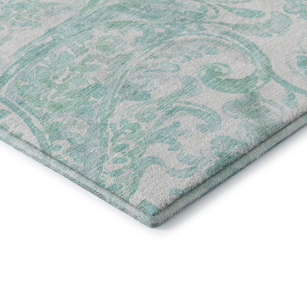 Premium Machine Washable Mayfield AMF835 Turquoise 3' x 5' Rug. Picture 3