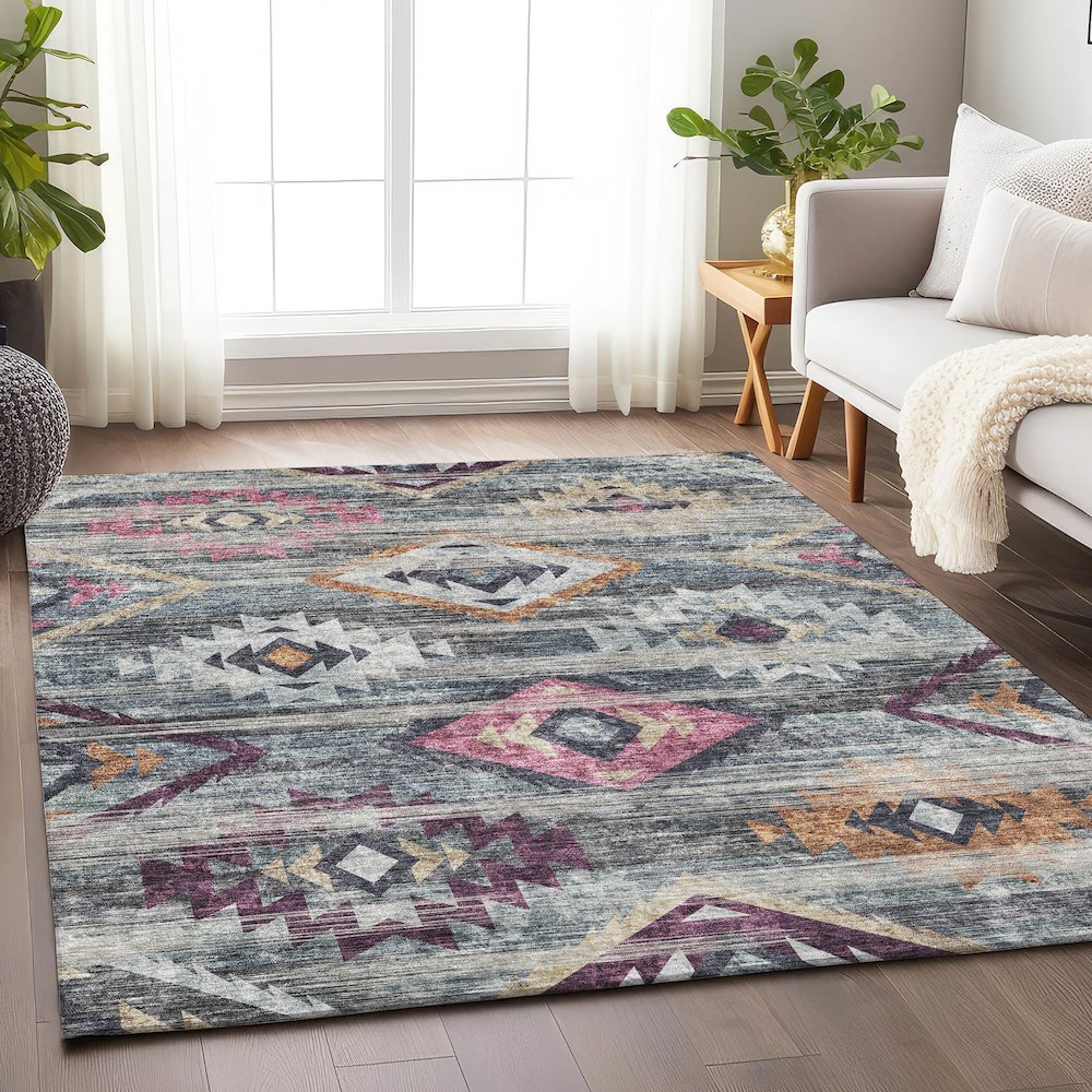 Premium Machine Washable Mayfield AMF836 Gray 8' x 10' Rug. Picture 6