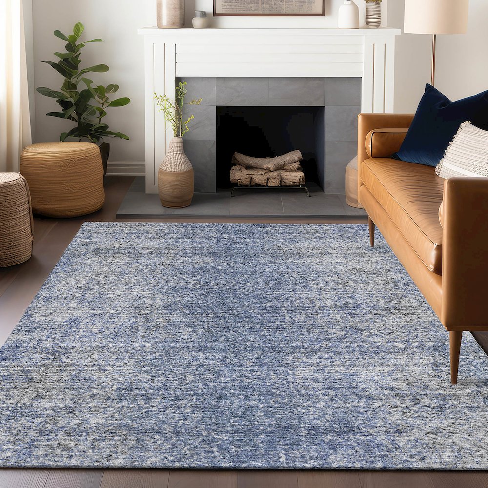 Premium Machine Washable Mayfield AMF840 Blue 8' x 10' Rug. Picture 6