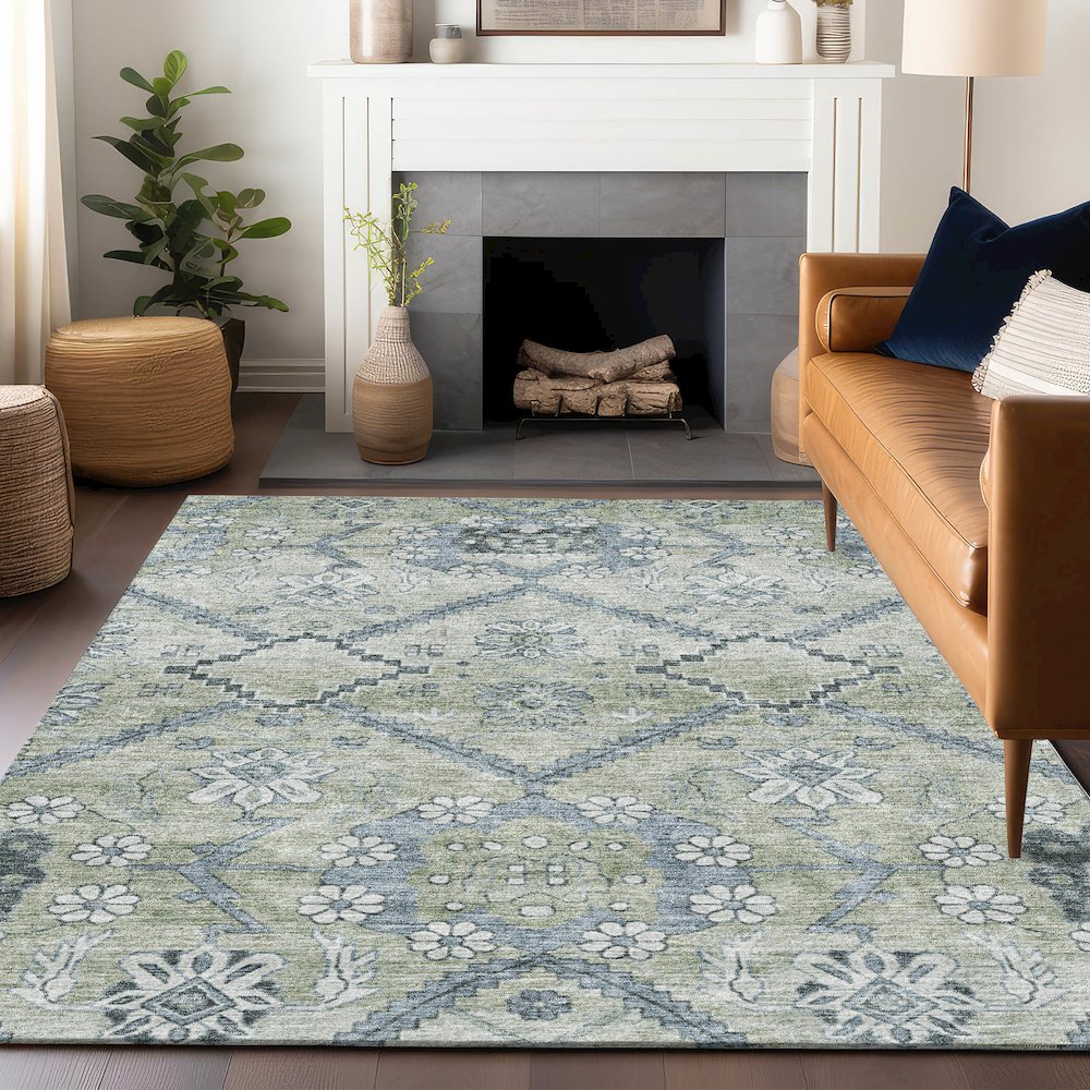 Premium Machine Washable Mayfield AMF841 Aloe 8' x 10' Rug. Picture 6