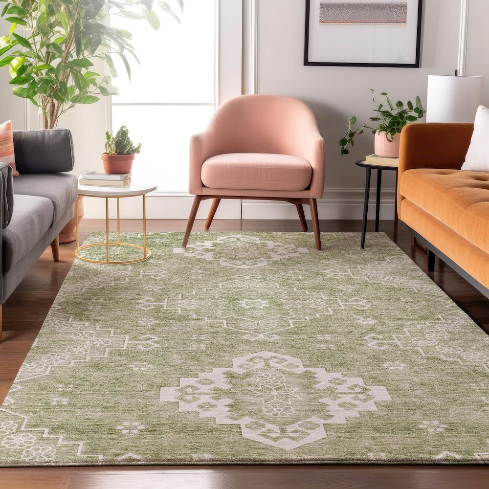 Premium Machine Washable Mayfield AMF847 Aloe 8' x 10' Rug. Picture 5