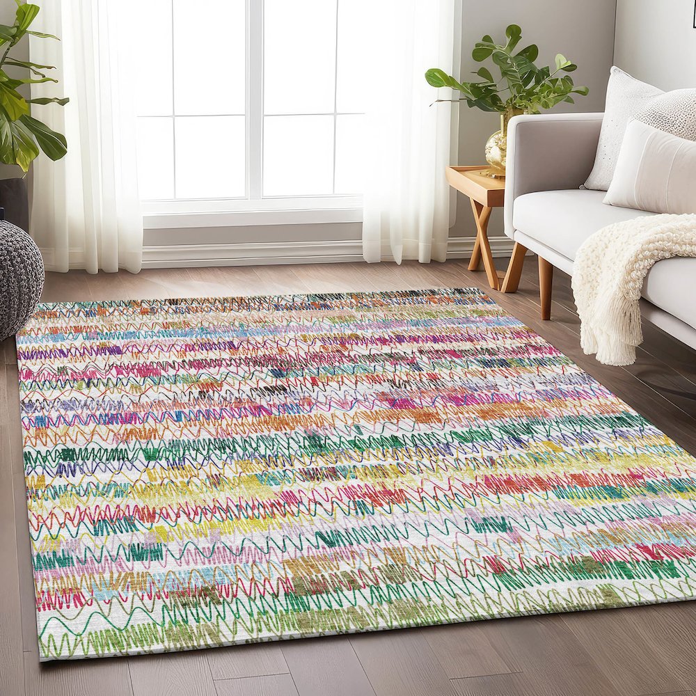 Premium Machine Washable Mayfield AMF850 Green 8' x 10' Rug. Picture 6