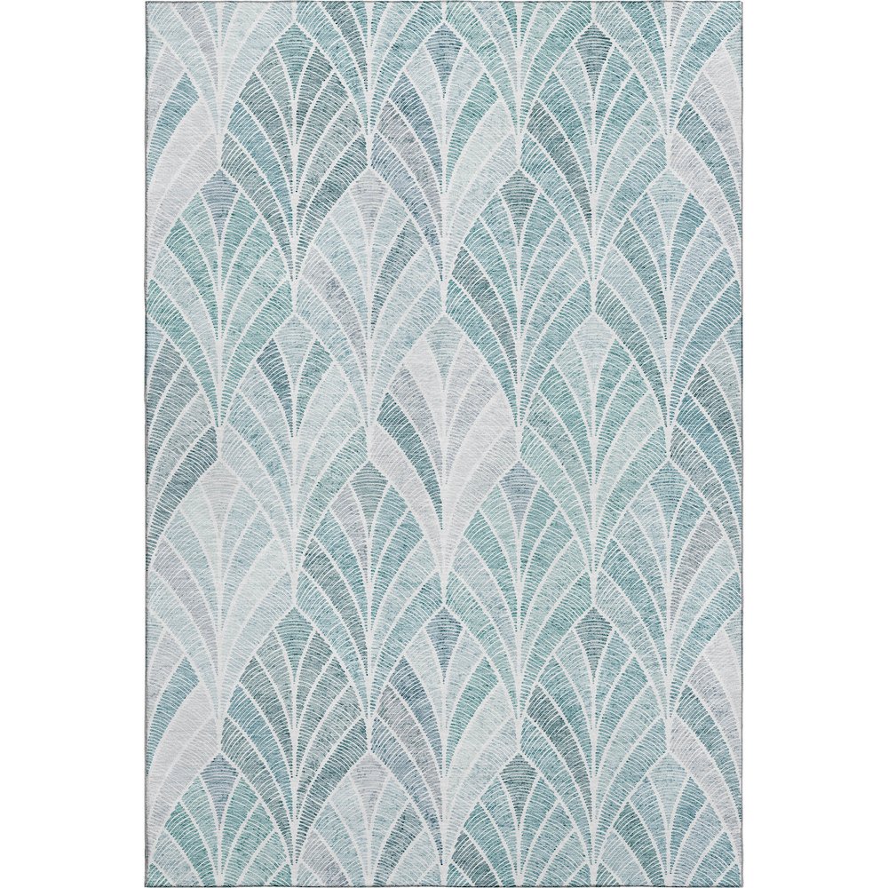 Premium Machine Washable Mayfield AMF851 Aqua 8' x 10' Rug. Picture 1