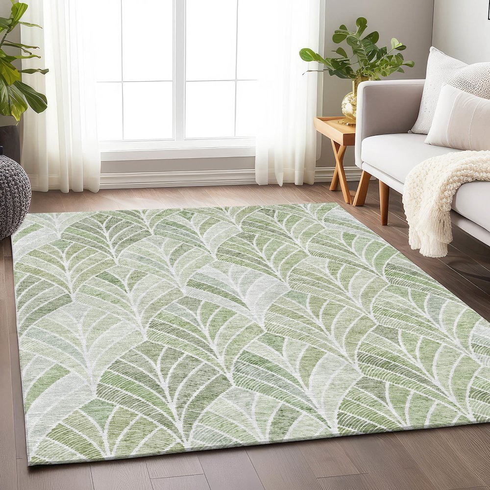 Premium Machine Washable Mayfield AMF851 Sage 8' x 10' Rug. Picture 6