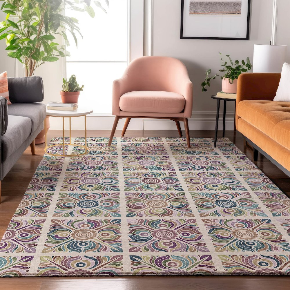Premium Machine Washable Mayfield AMF852 Ivory 8' x 10' Rug. Picture 5