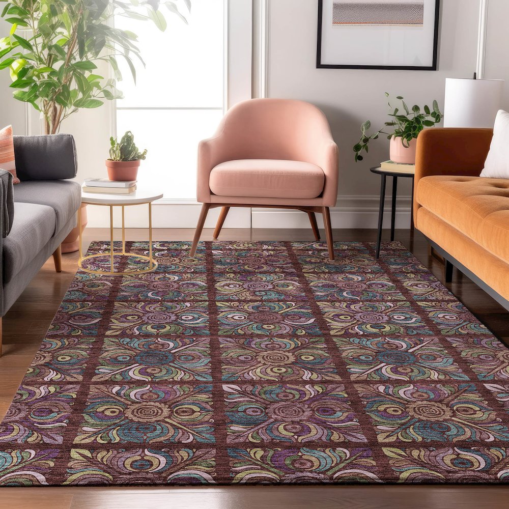 Premium Machine Washable Mayfield AMF852 Paprika 8' x 10' Rug. Picture 5