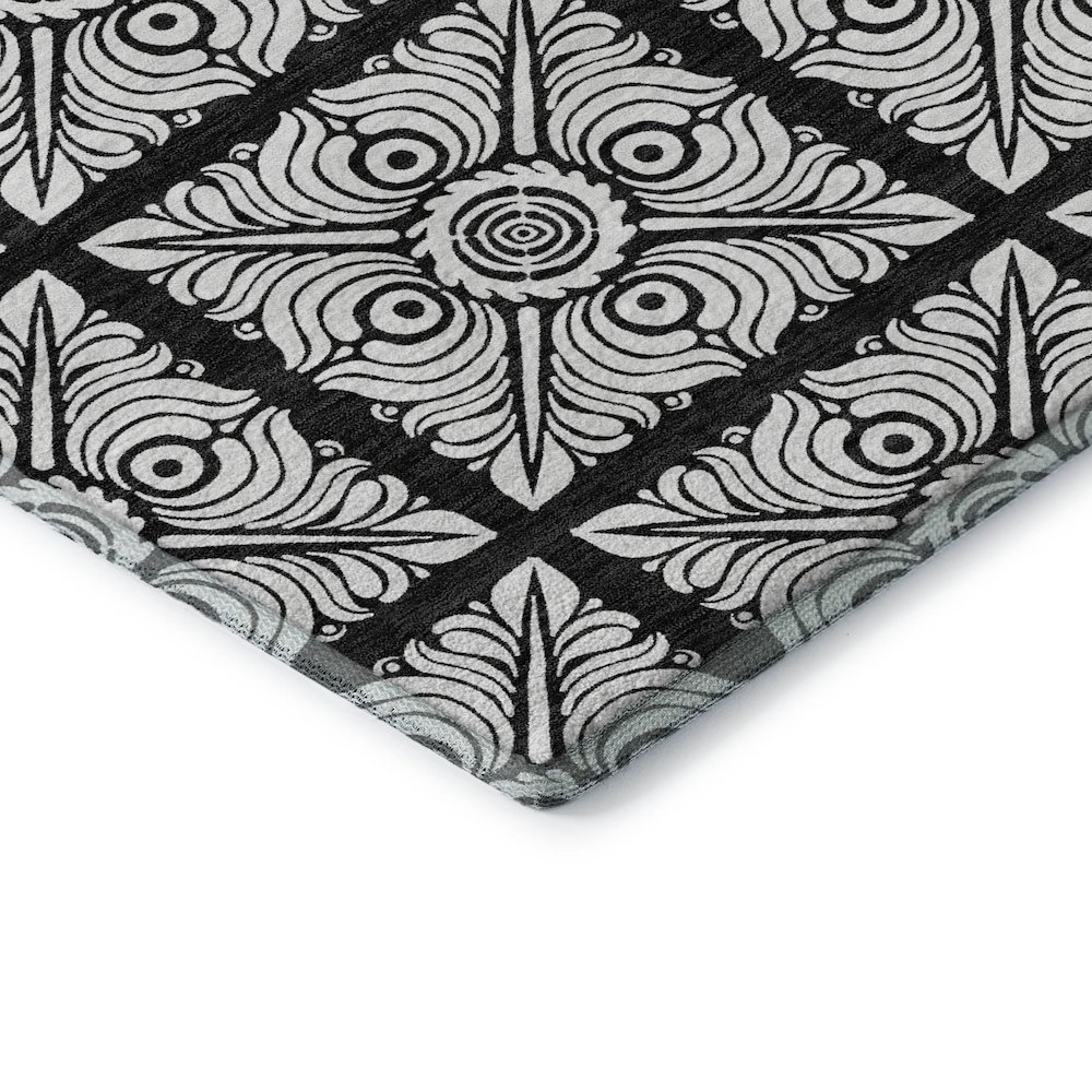 Premium Machine Washable Mayfield AMF854 Black 3' x 5' Rug. Picture 3
