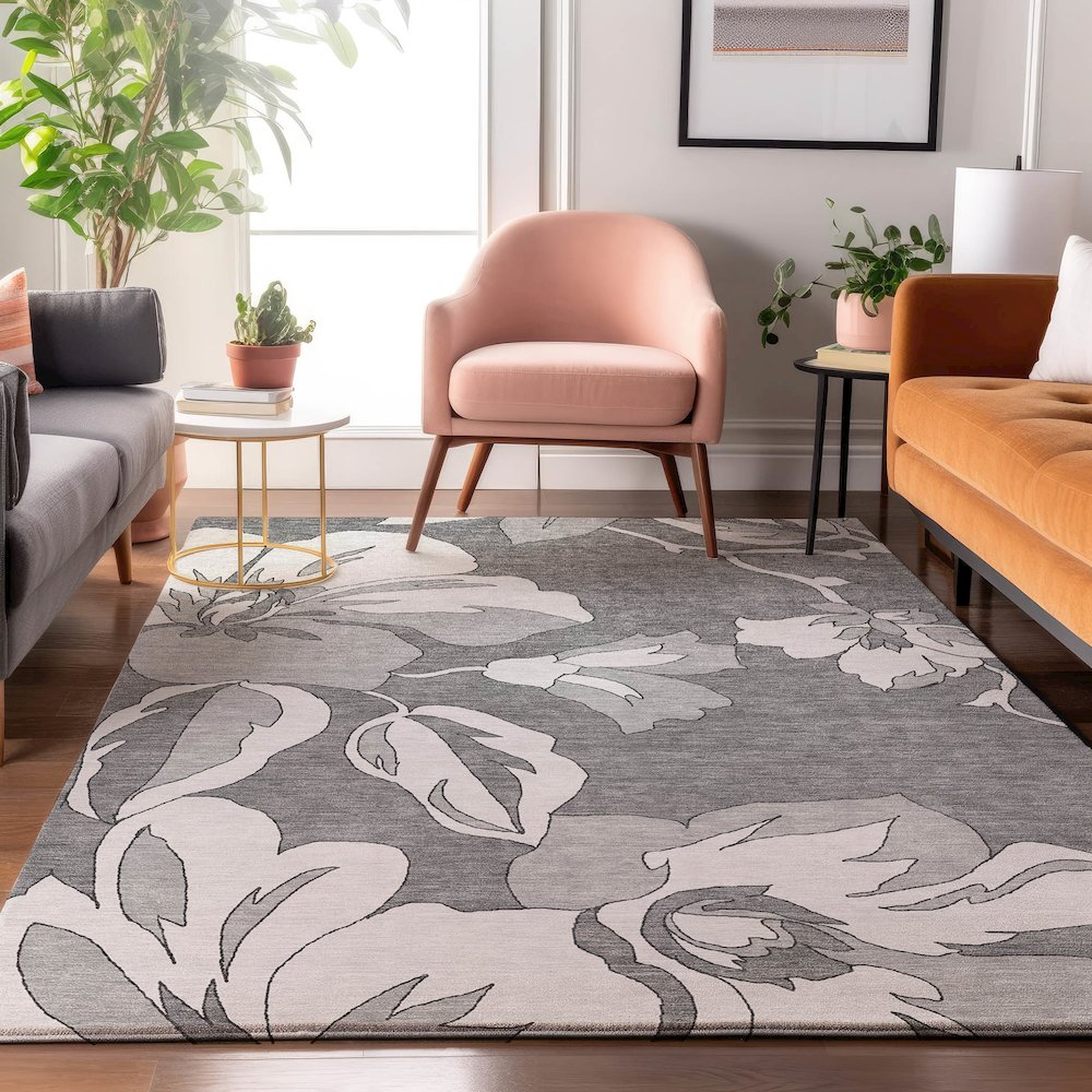 Premium Machine Washable Mayfield AMF857 Gray 8' x 10' Rug. Picture 5