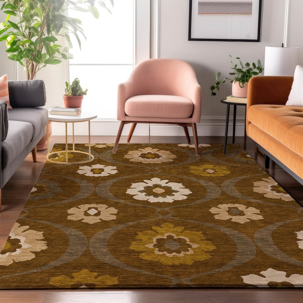 Premium Machine Washable Mayfield AMF858 Mocha 8' x 10' Rug. Picture 5