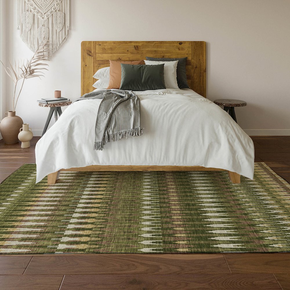 Premium Machine Washable Mayfield AMF860 Olive 8' x 10' Rug. Picture 6