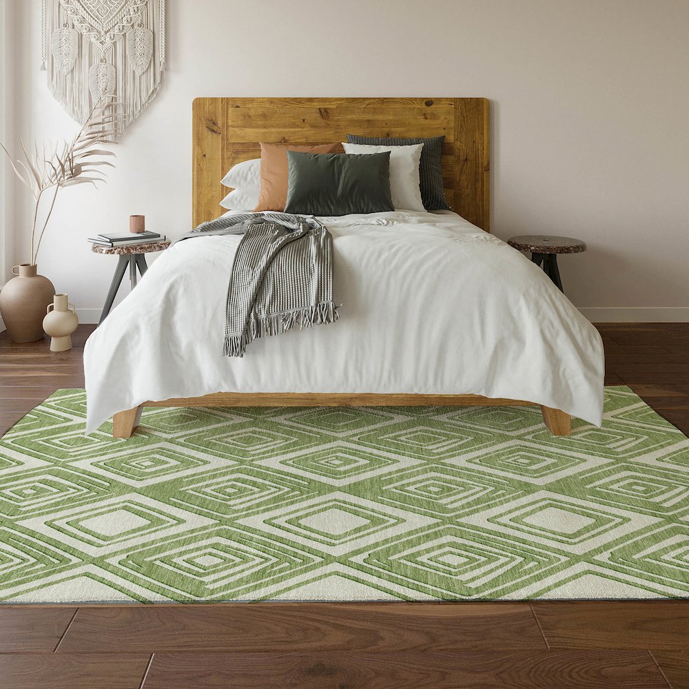 Premium Machine Washable Mayfield AMF862 Green 8' x 10' Rug. Picture 6