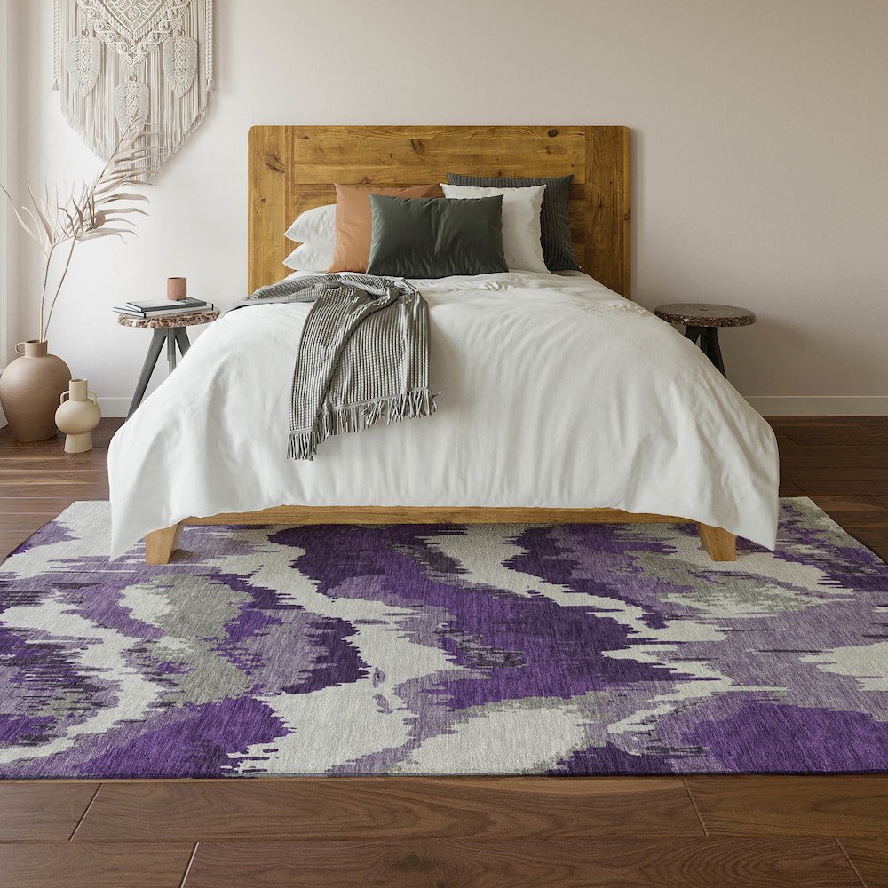 Premium Machine Washable Mayfield AMF865 Purple 8' x 10' Rug. Picture 6