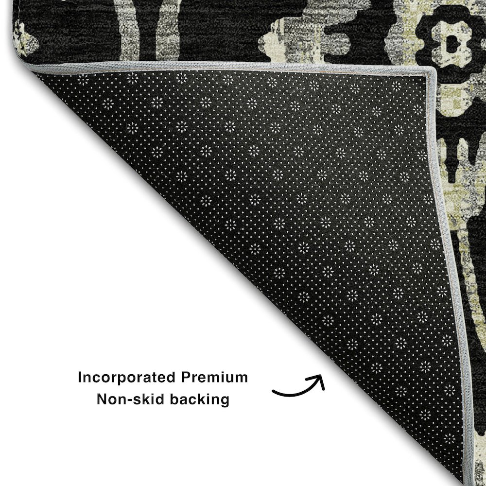 Premium Machine Washable Mayfield AMF868 Black 3' x 5' Rug. Picture 2