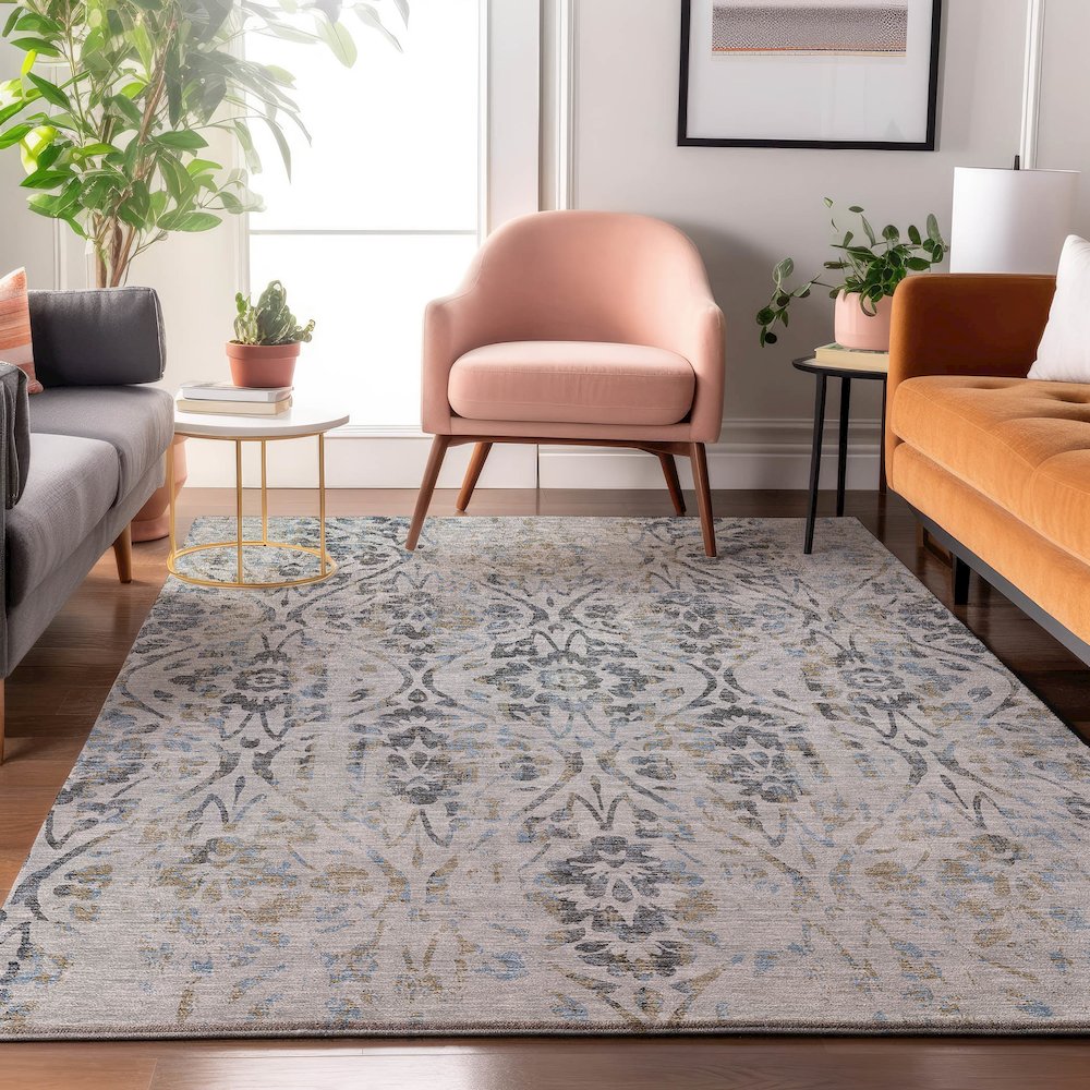 Premium Machine Washable Mayfield AMF868 Gray 8' x 10' Rug. Picture 5