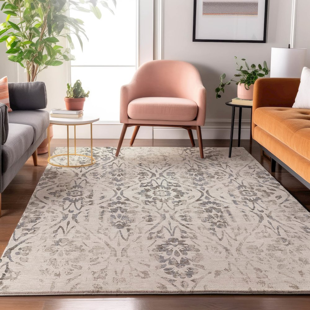 Premium Machine Washable Mayfield AMF868 Ivory 8' x 10' Rug. Picture 5