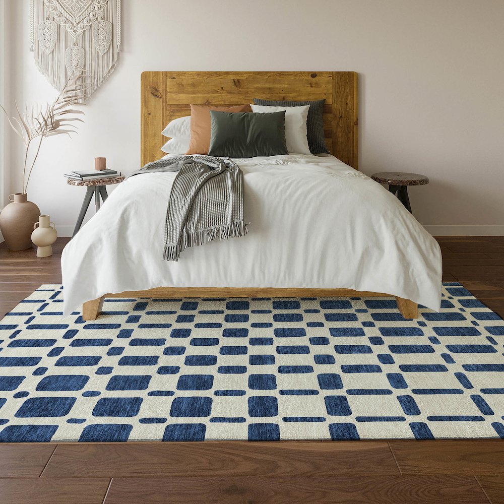 Premium Machine Washable Mayfield AMF871 Navy 8' x 10' Rug. Picture 6