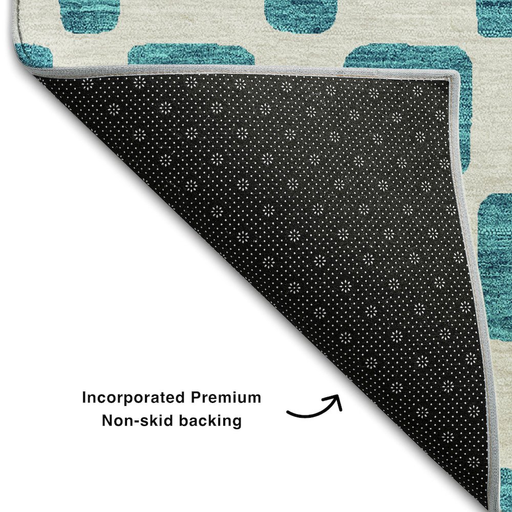 Premium Machine Washable Mayfield AMF871 Teal 3' x 5' Rug. Picture 2