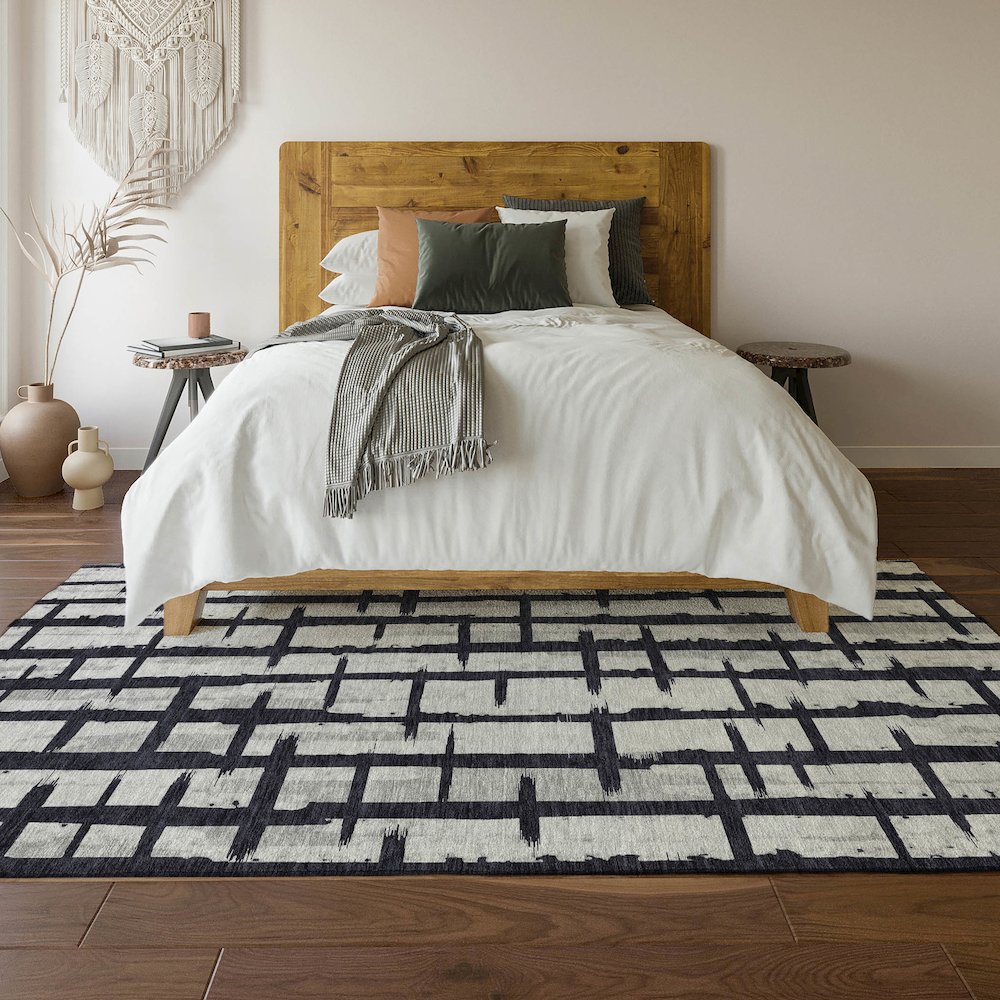 Premium Machine Washable Mayfield AMF872 Black 8' x 10' Rug. Picture 6