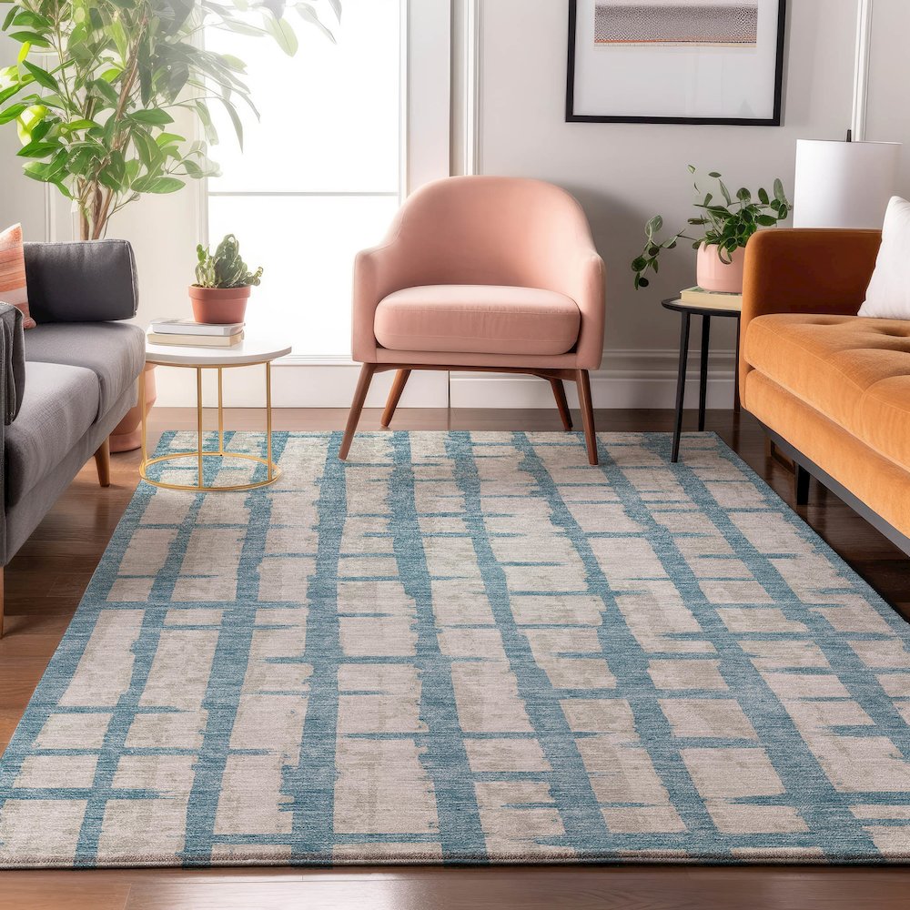 Premium Machine Washable Mayfield AMF872 Sky 8' x 10' Rug. Picture 5