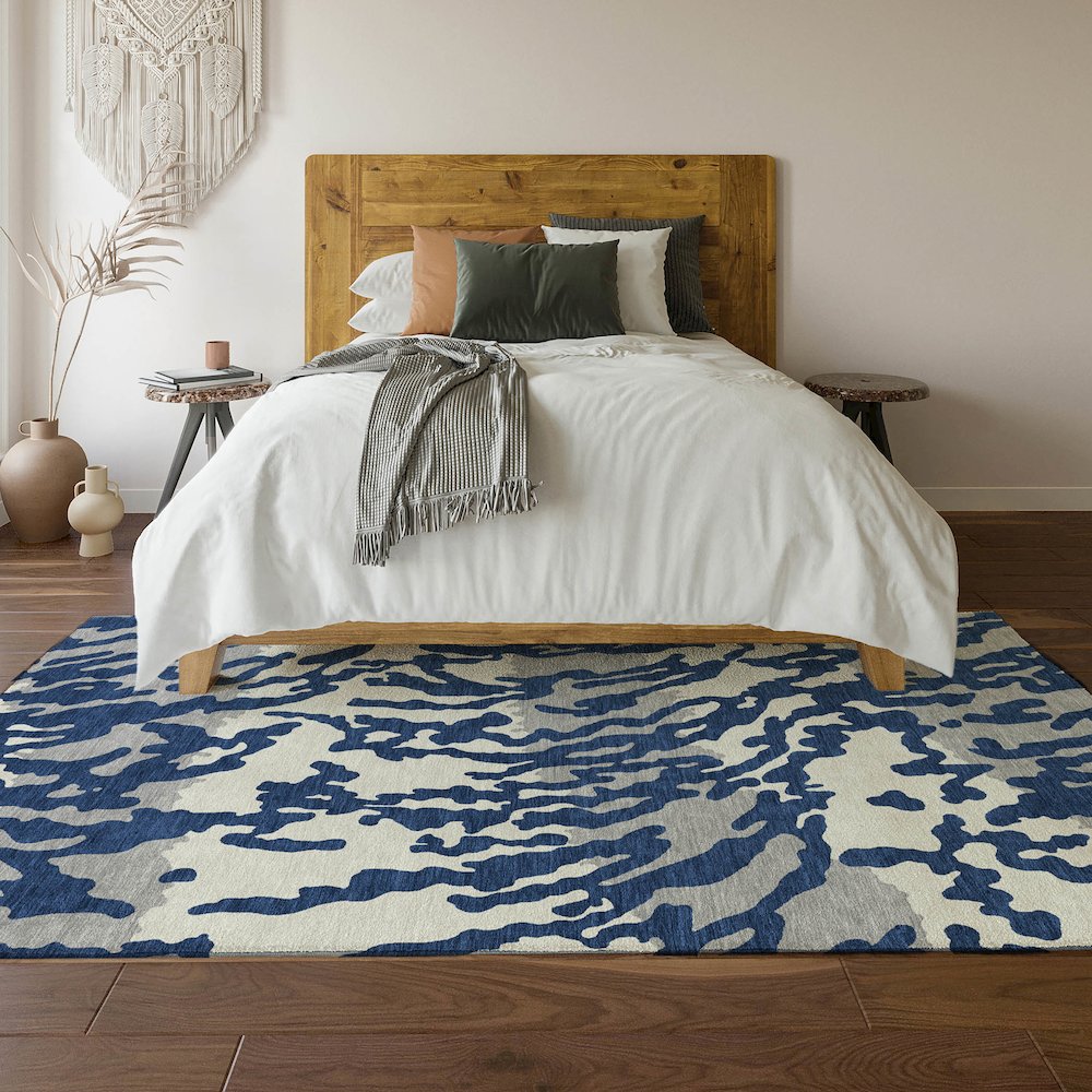 Premium Machine Washable Mayfield AMF873 Navy 8' x 10' Rug. Picture 6