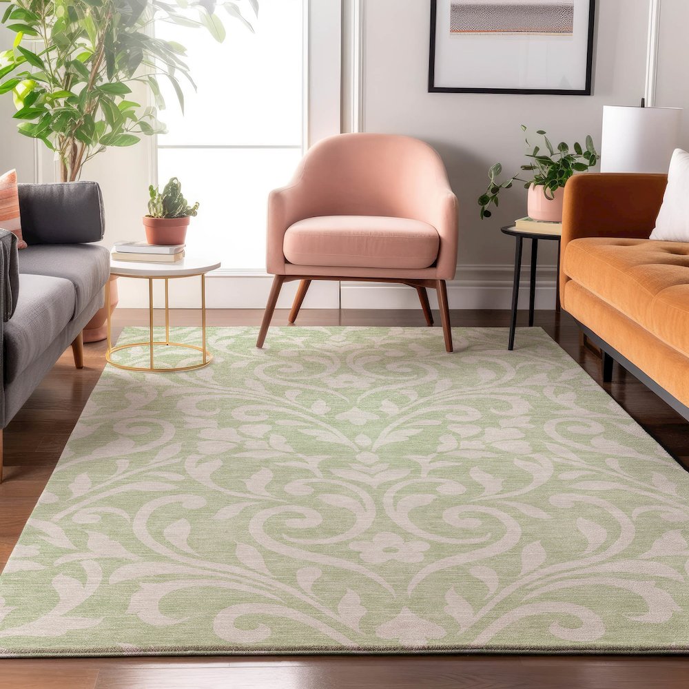 Premium Machine Washable Mayfield AMF875 Aloe 8' x 10' Rug. Picture 5