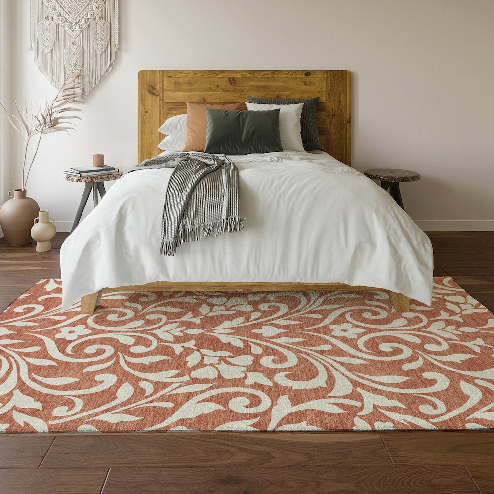 Premium Machine Washable Mayfield AMF875 Salmon 8' x 10' Rug. Picture 6