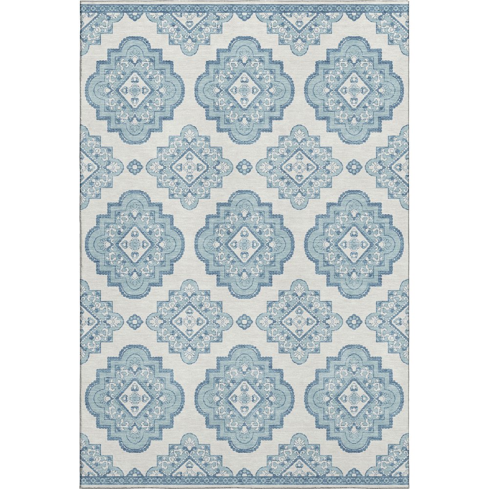 Premium Machine Washable Mayfield AMF878 Teal 8' x 10' Rug. Picture 1